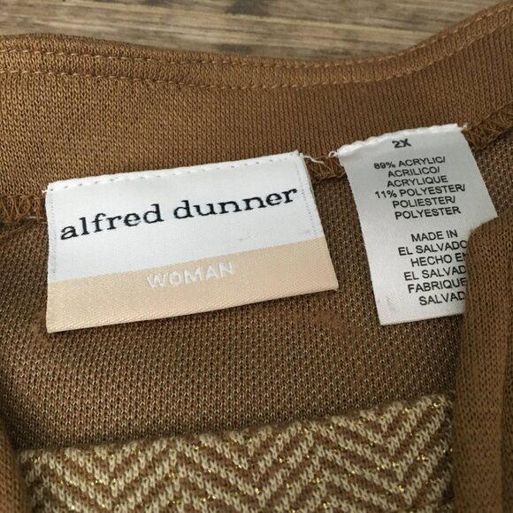 Vintage Alfred Dunner Doe Coloured Embroidered Sweater With Shoulder Pads - Picture 11 of 16